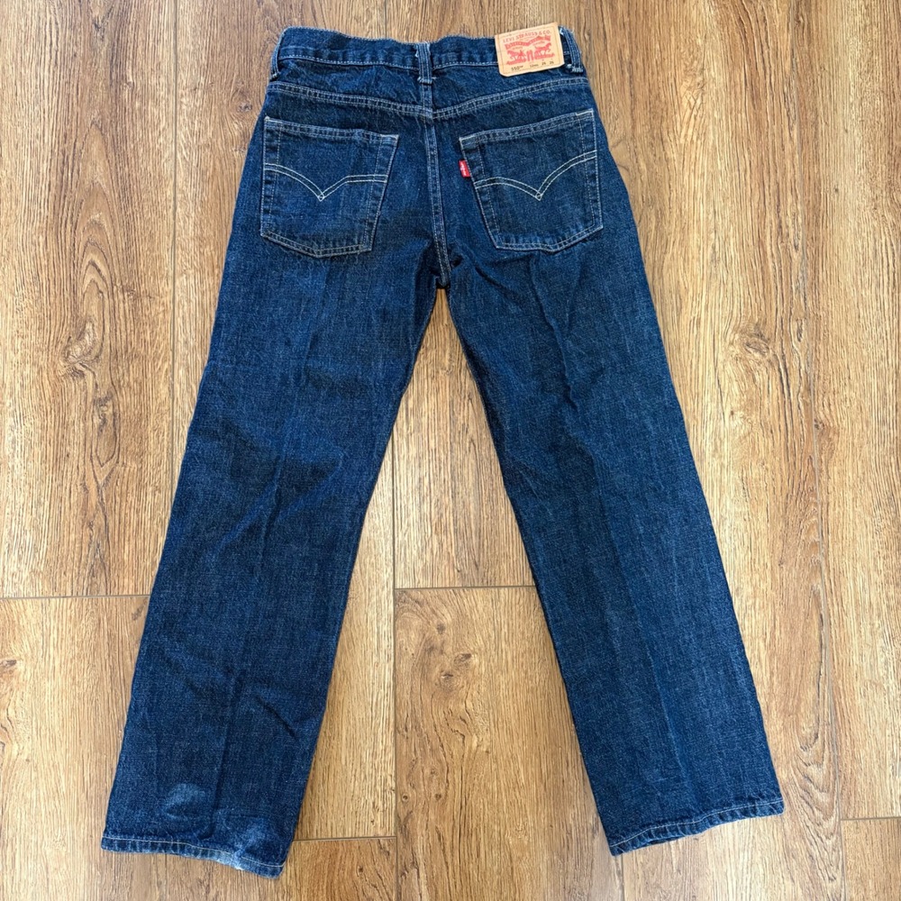 Levis 550 Relaxed Fit Jeans Kids‎ Size 12 Reg Dark Wash Denim 26x26 y2k batwing